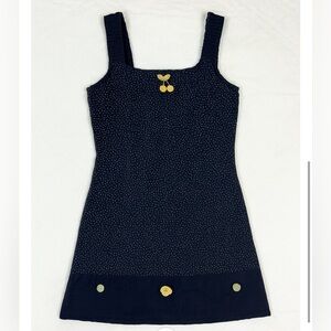 Nicole Farhi Navy Blue Sleeveless Dress Polka Dot No Size